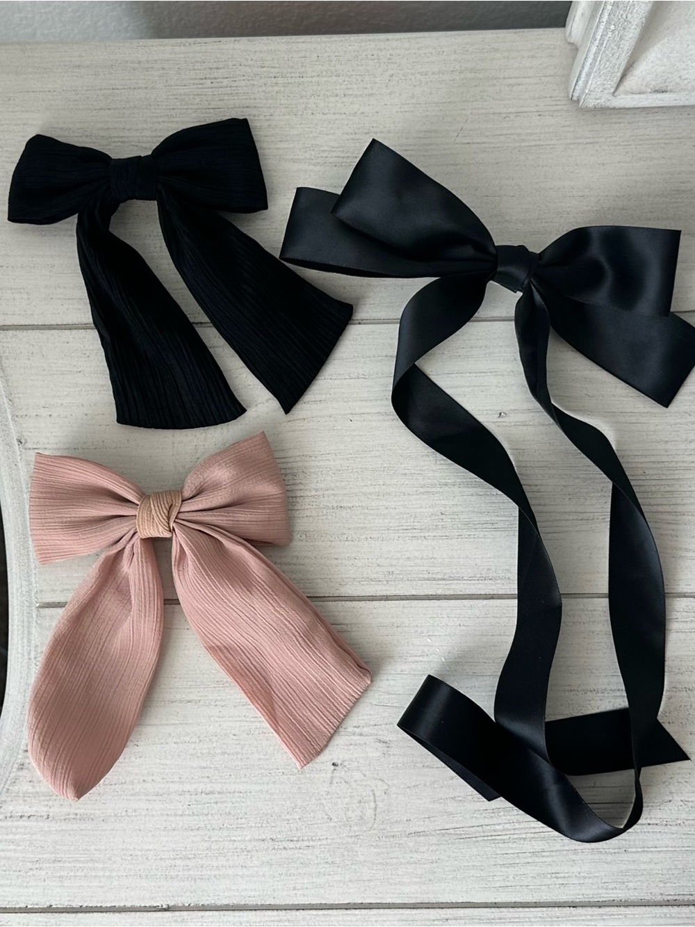 Classic Black and Blush Pink Bow Hair Clips - Women accessories